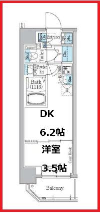 浅草蔵前レジデンス(1DK/3階)の間取り写真