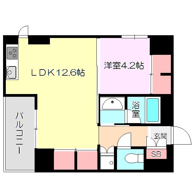東三国フラッツ(1LDK/2階)の間取り写真