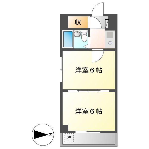 プリンセス今池(2K/3階)の間取り写真