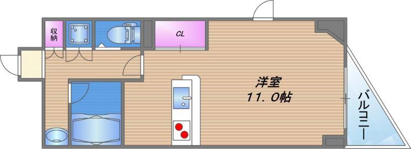 CITY SPIRE上町台(ワンルーム/9階)の間取り写真
