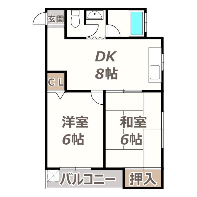 メゾン住吉(2DK/2階)の間取り写真
