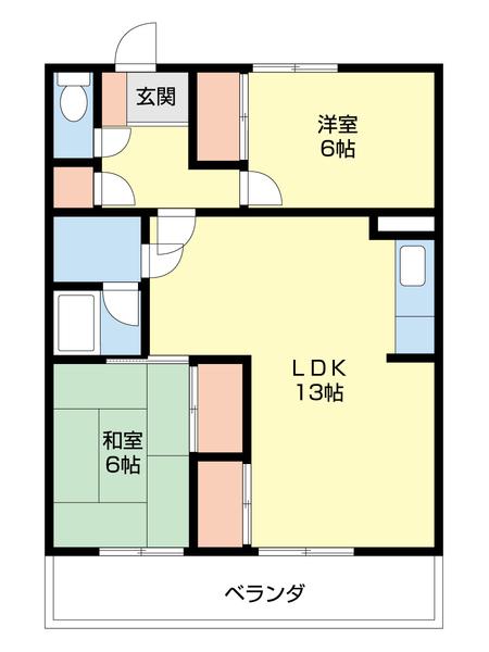 Nビル向陽館(2LDK/3階)の間取り写真