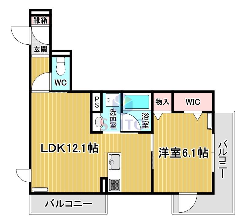 D-RESIDENCE蛍池東町(1LDK/2階)の間取り写真