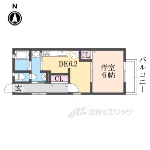セピアコート円町(1DK/2階)の間取り写真