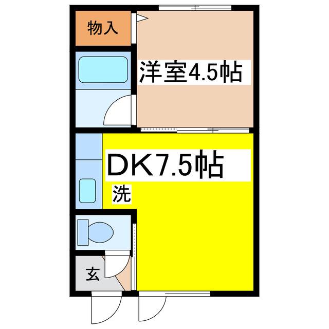 ドミールTK(1DK/1階)の間取り写真