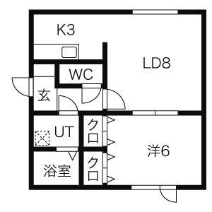 SKクレセントA棟(1LDK/3階)の間取り写真