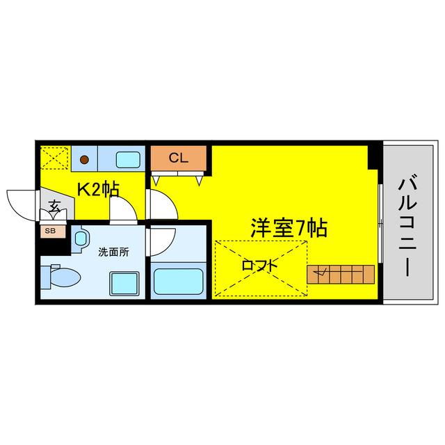SERENITE中津(1K/9階)の間取り写真