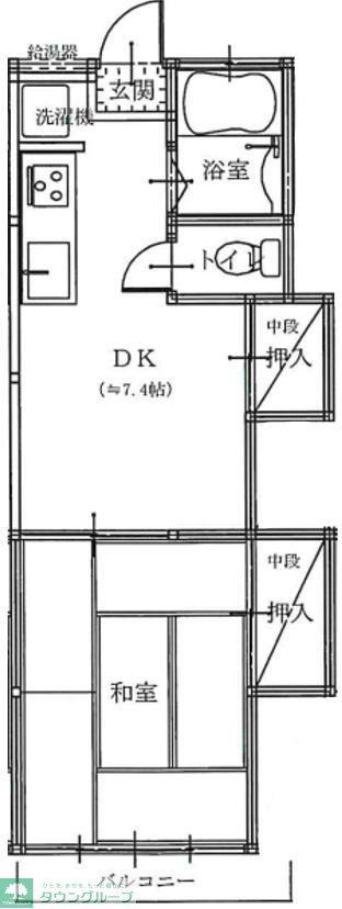 第2明徳団地(1DK/2階)の間取り写真