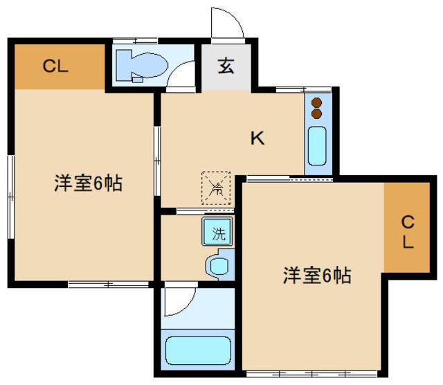 三恵荘(2K/1階)の間取り写真