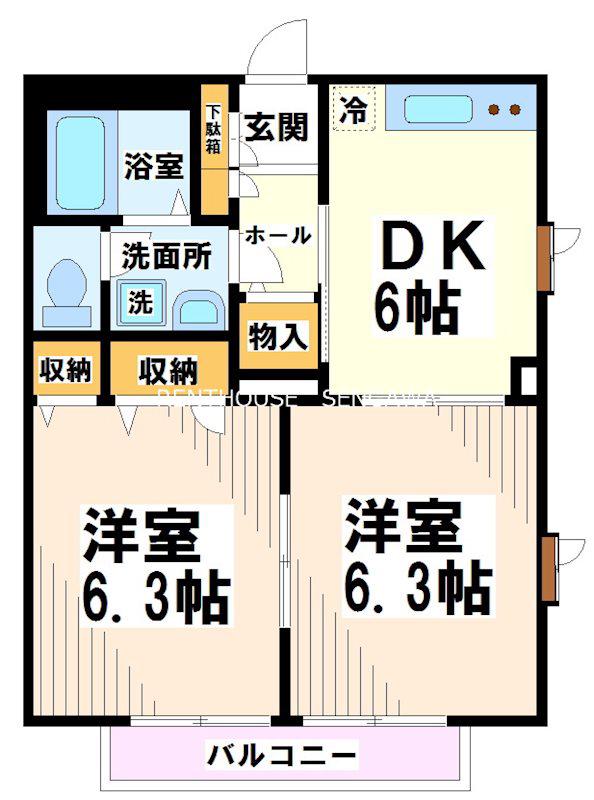 シルウィ・コーラ(2DK/1階)の間取り写真