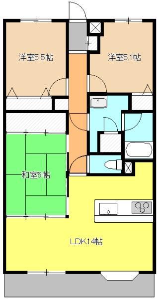 キャッスル北の台(3LDK/1階)の間取り写真