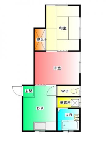 ペアパレス八街(2DK/2階)の間取り写真