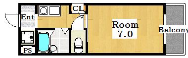 T-HOUSE(1K/3階)の間取り写真