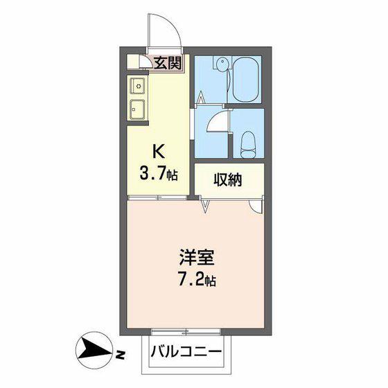 セフィラ西日野A棟(1K/2階)の間取り写真