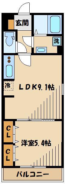 サンモール厚木(1LDK/1階)の間取り写真