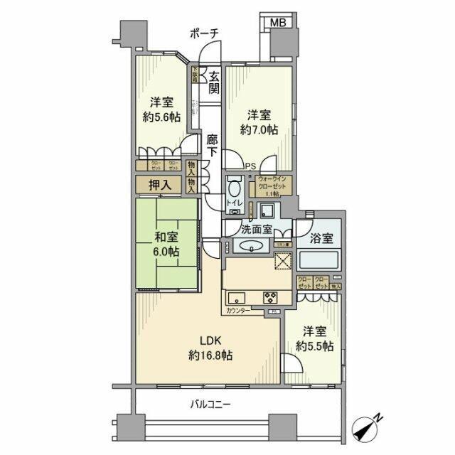 センターフォートG棟(4LDK/6階)の間取り写真