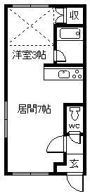 セラーノ(1DK/2階)の間取り写真