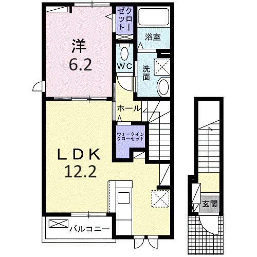 プルミエール 春 II(1LDK/2階)の間取り写真