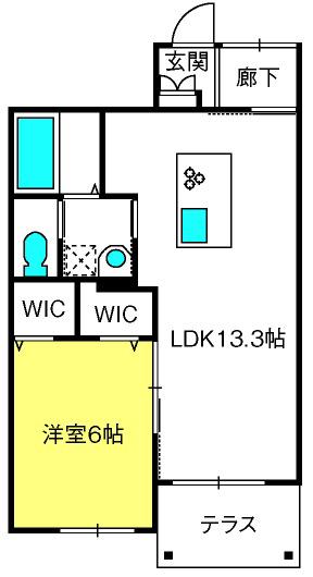 MAISON Q&T(1LDK/1階)の間取り写真