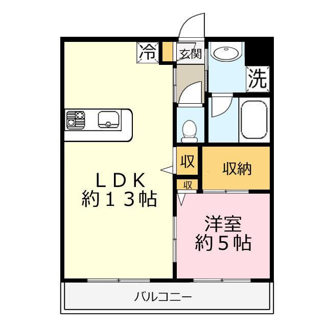 フェリシアFELISIA(1LDK/4階)の間取り写真