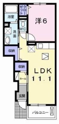 おおらいハイム(1LDK/1階)の間取り写真