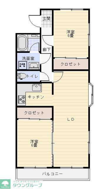 市川第四ビル(2LDK/3階)の間取り写真
