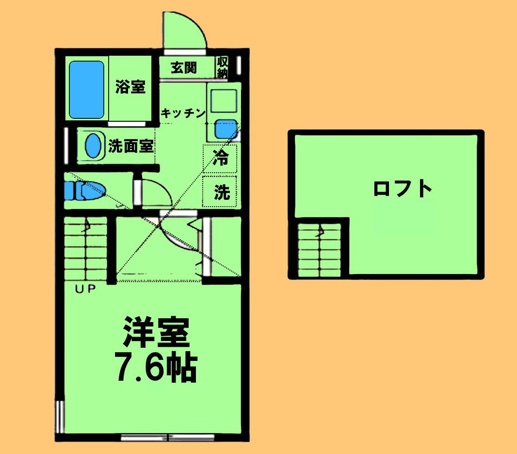 イディアス橋本Ⅰ番館(1K/2階)の間取り写真