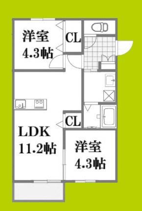千里山東4丁目PJ(2LDK/3階)の間取り写真