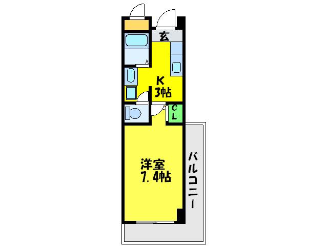 ブリディアントグリーン三国ケ丘(1K/4階)の間取り写真