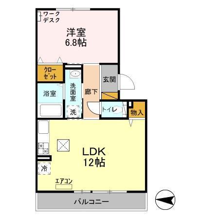 サキクサノ郷III(1LDK/1階)の間取り写真