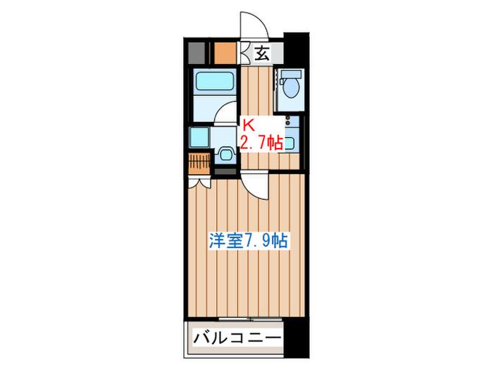 ラピスラズリ上杉(1K/5階)の間取り写真