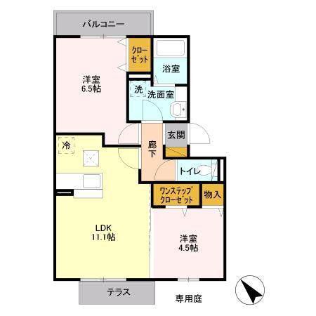 ロイヤルコートC(2LDK/3階)の間取り写真