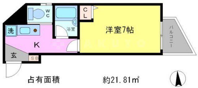 リバーパレス白川(1K/3階)の間取り写真