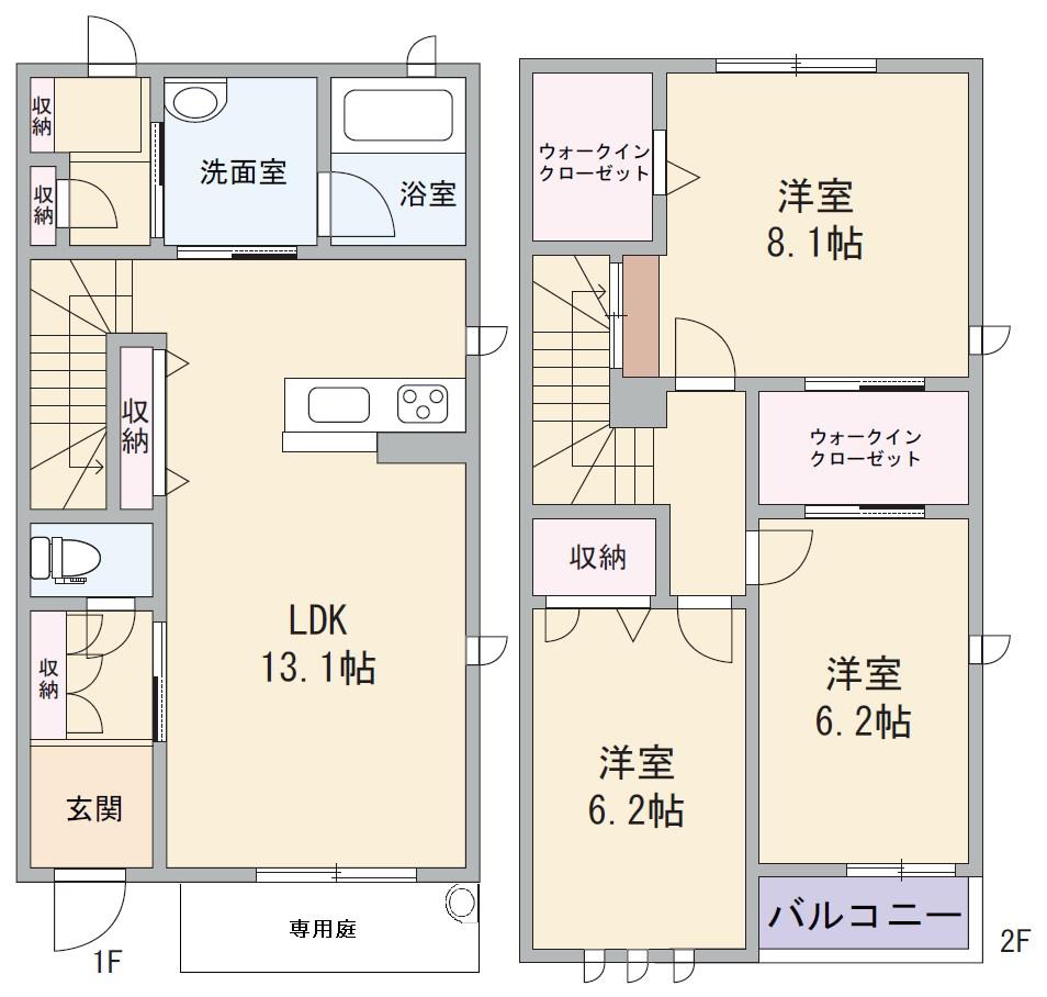 プレベールA(3LDK/1階)の間取り写真