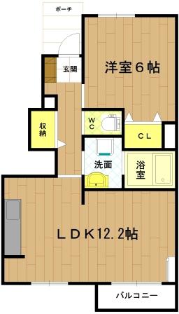 パ-クサイドハウス III(1LDK/1階)の間取り写真