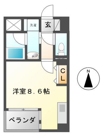 CITY SPIRE 名古屋大須(ワンルーム/4階)の間取り写真