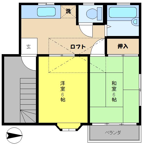 ツエーダハウス(2DK/2階)の間取り写真