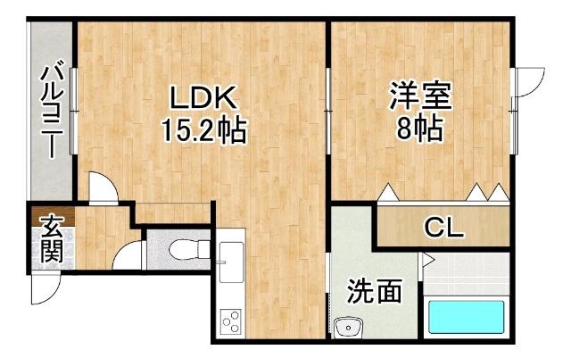 LAUGHIN5(1LDK/2階)の間取り写真