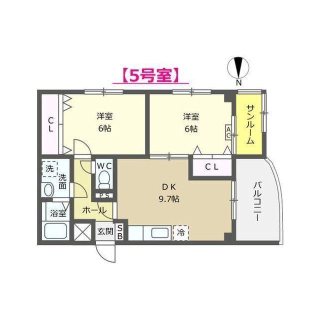 サンスリー(2DK/2階)の間取り写真