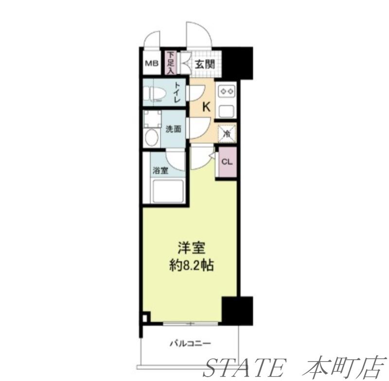 FORTUNEY大手前(1K/9階)の間取り写真