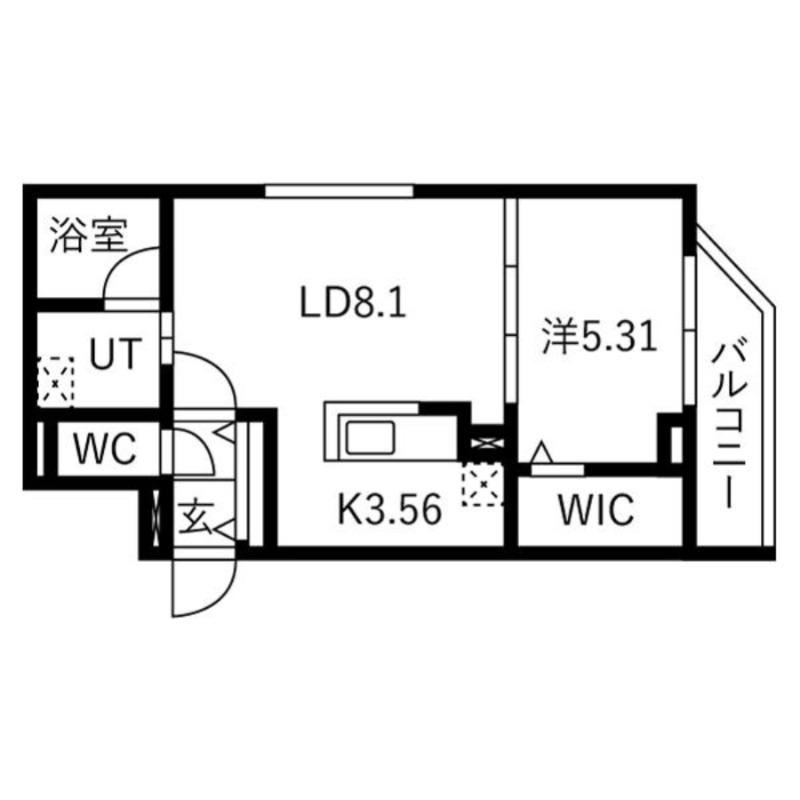 カレラ水車町(1LDK/2階)の間取り写真