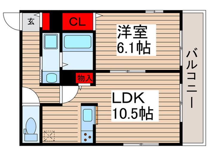 ローズパーク八番館(1LDK/2階)の間取り写真