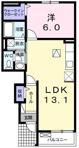リスフラーズB(1LDK/1階)の間取り写真