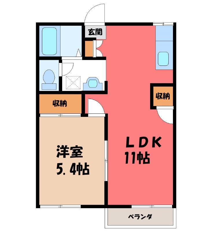 コーポ・ラピュタII(1LDK/2階)の間取り写真