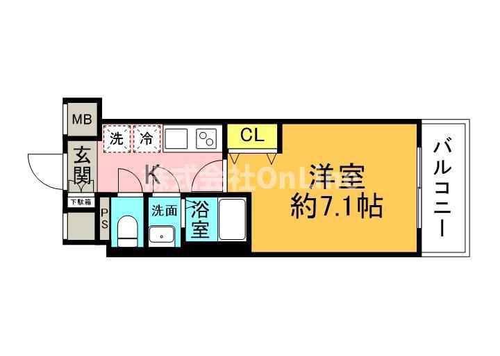 M-CITY天王寺(1K/4階)の間取り写真