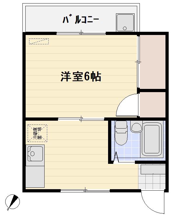 田口ハイツⅡ(1K/2階)の間取り写真