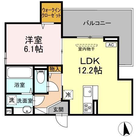 GRAND D-ROOM大手(1LDK/3階)の間取り写真