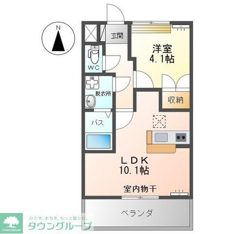 ウッドペッカー・西(1LDK/1階)の間取り写真