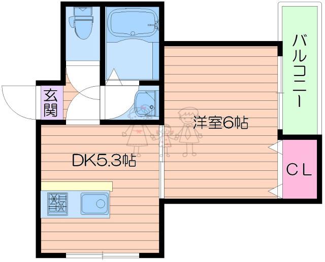 サンシティ中野(1DK/5階)の間取り写真