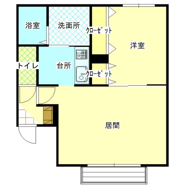グランディールハウスE(1LDK/2階)の間取り写真